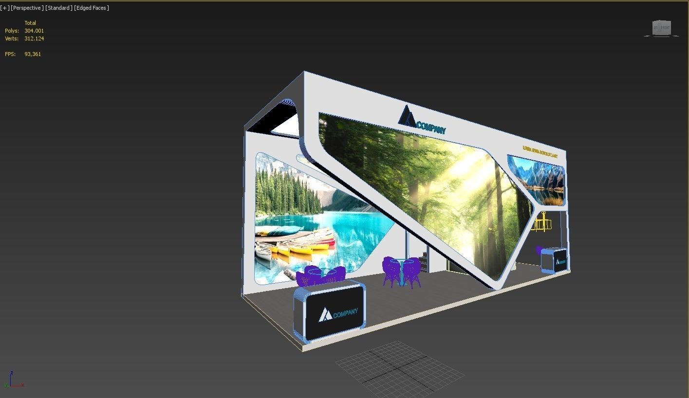 Exhibition Booth Stand Stall 12x4m Height 500 cm 3 Side Open 3D model_9