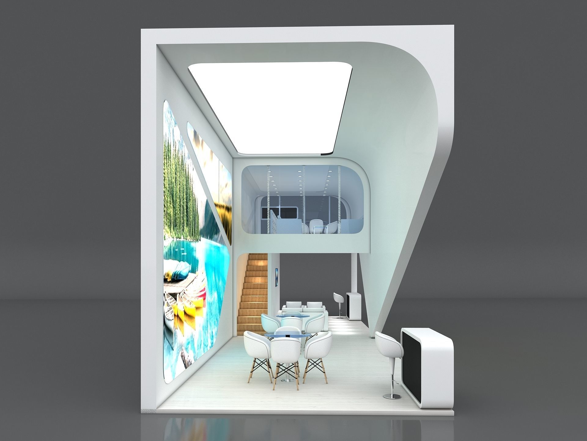 Exhibition Booth Stand Stall 12x4m Height 500 cm 3 Side Open 3D model_3