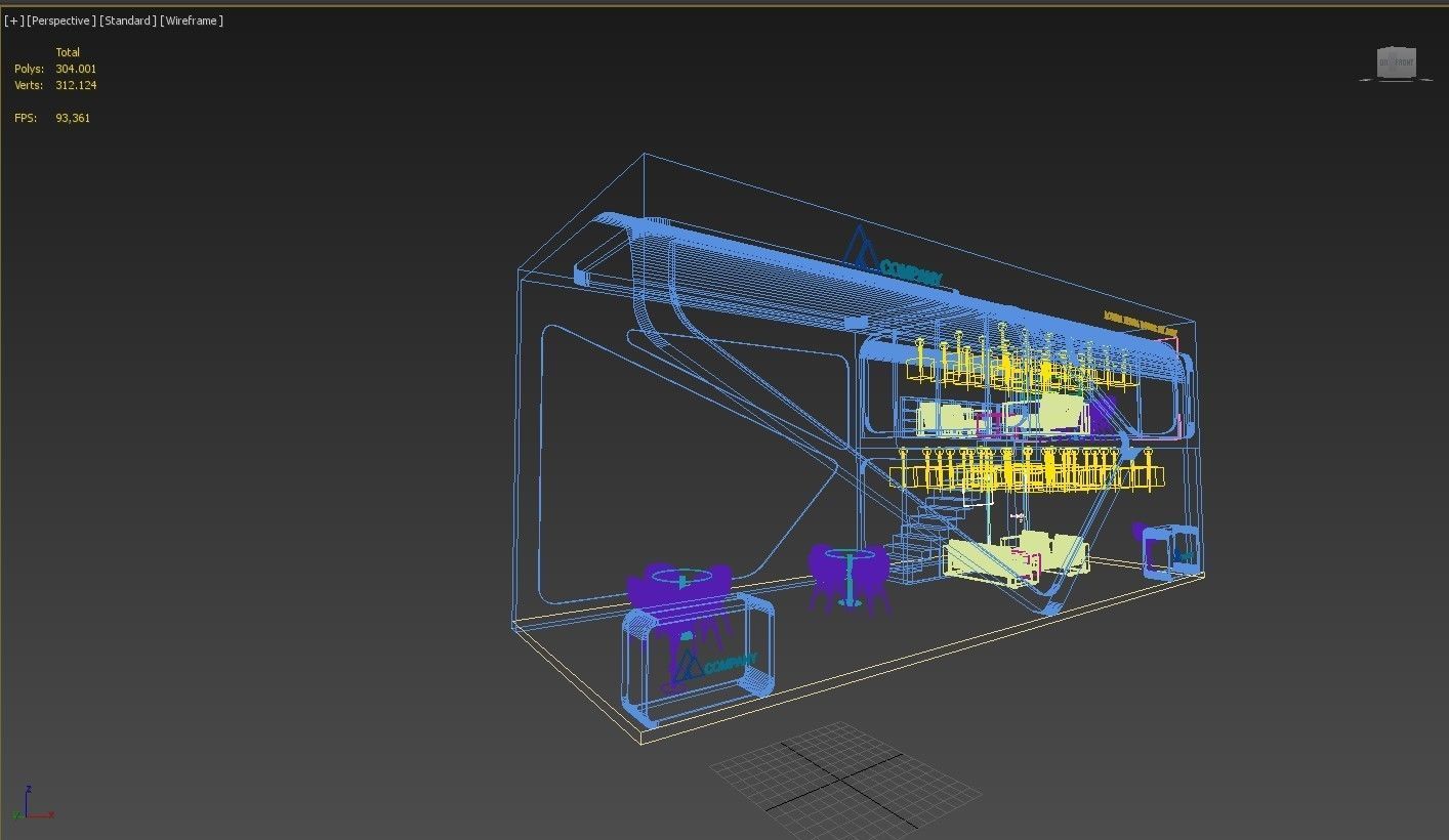 Exhibition Booth Stand Stall 12x4m Height 500 cm 3 Side Open 3D model_8