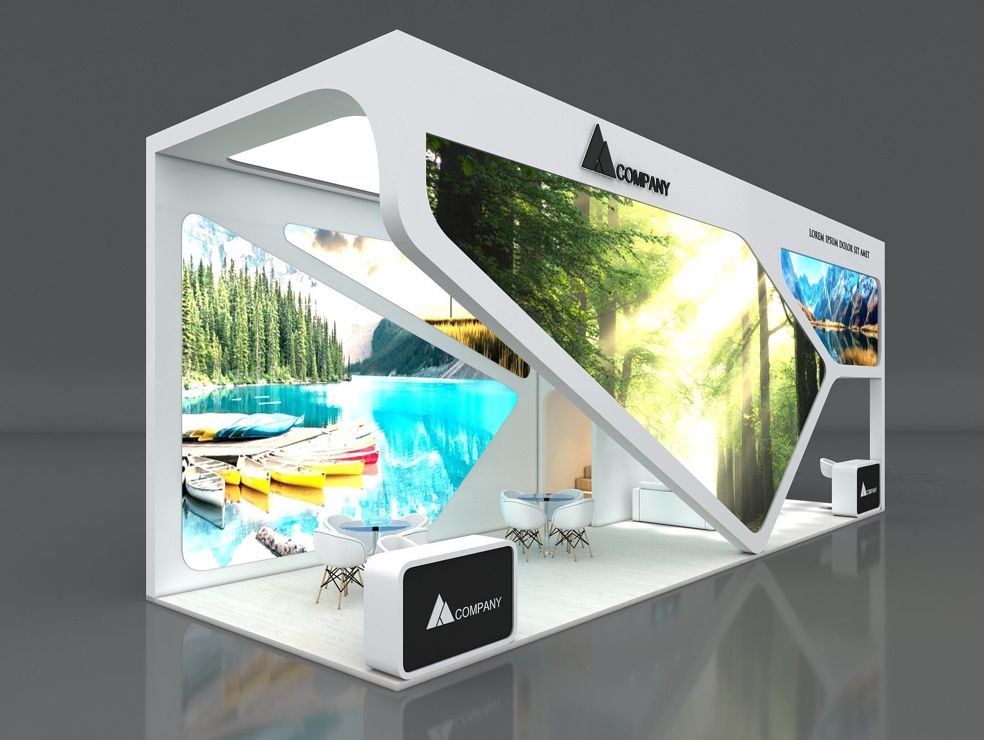 Exhibition Booth Stand Stall 12x4m Height 500 cm 3 Side Open 3D model_5