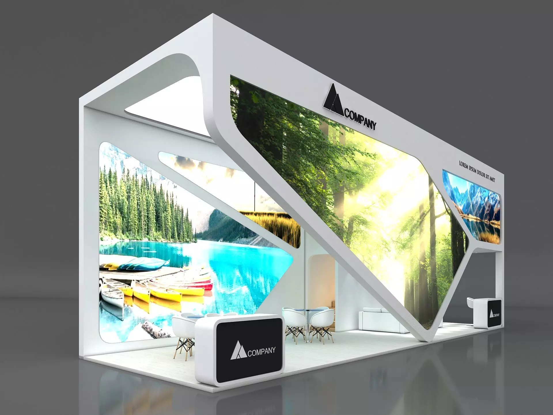 Exhibition Booth Stand Stall 12x4m Height 500 cm 3 Side Open 3D model_0