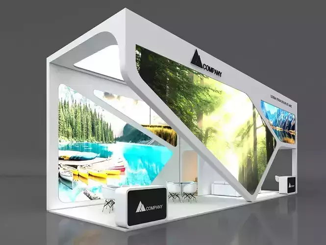 Exhibition Booth Stand Stall 12x4m Height 500 cm 3 Side Open 3D model