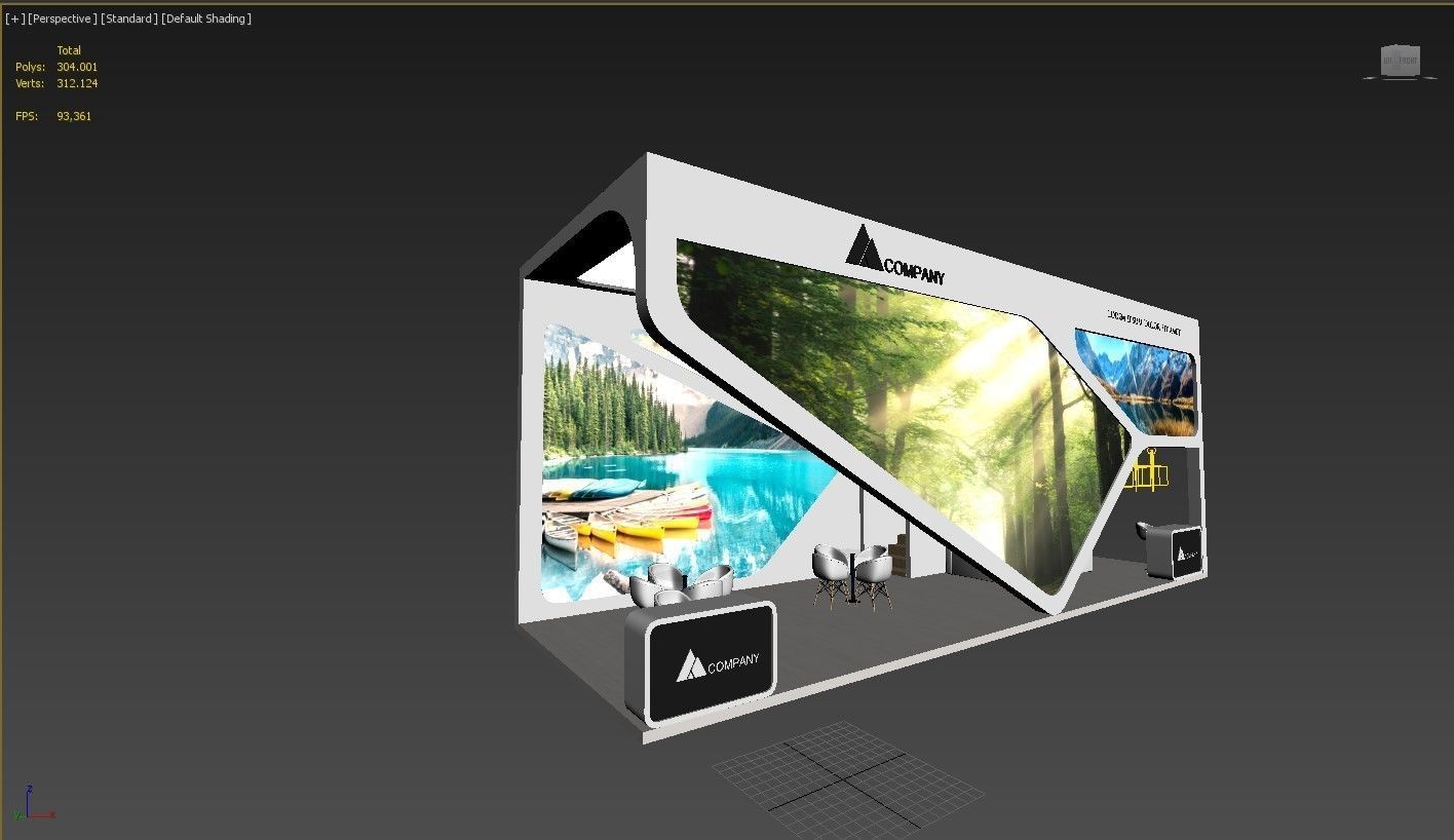Exhibition Booth Stand Stall 12x4m Height 500 cm 3 Side Open 3D model_7