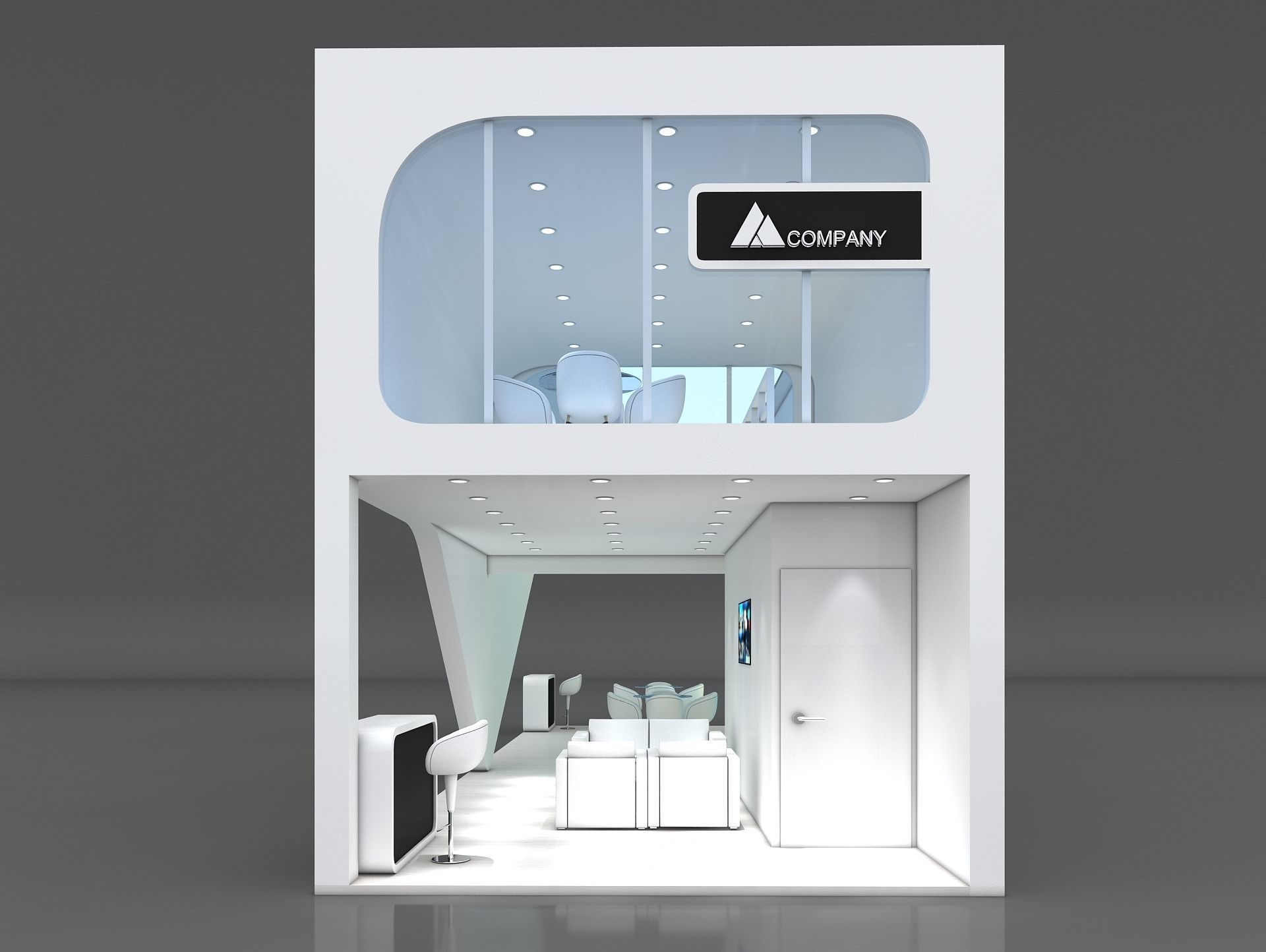 Exhibition Booth Stand Stall 12x4m Height 500 cm 3 Side Open 3D model_4