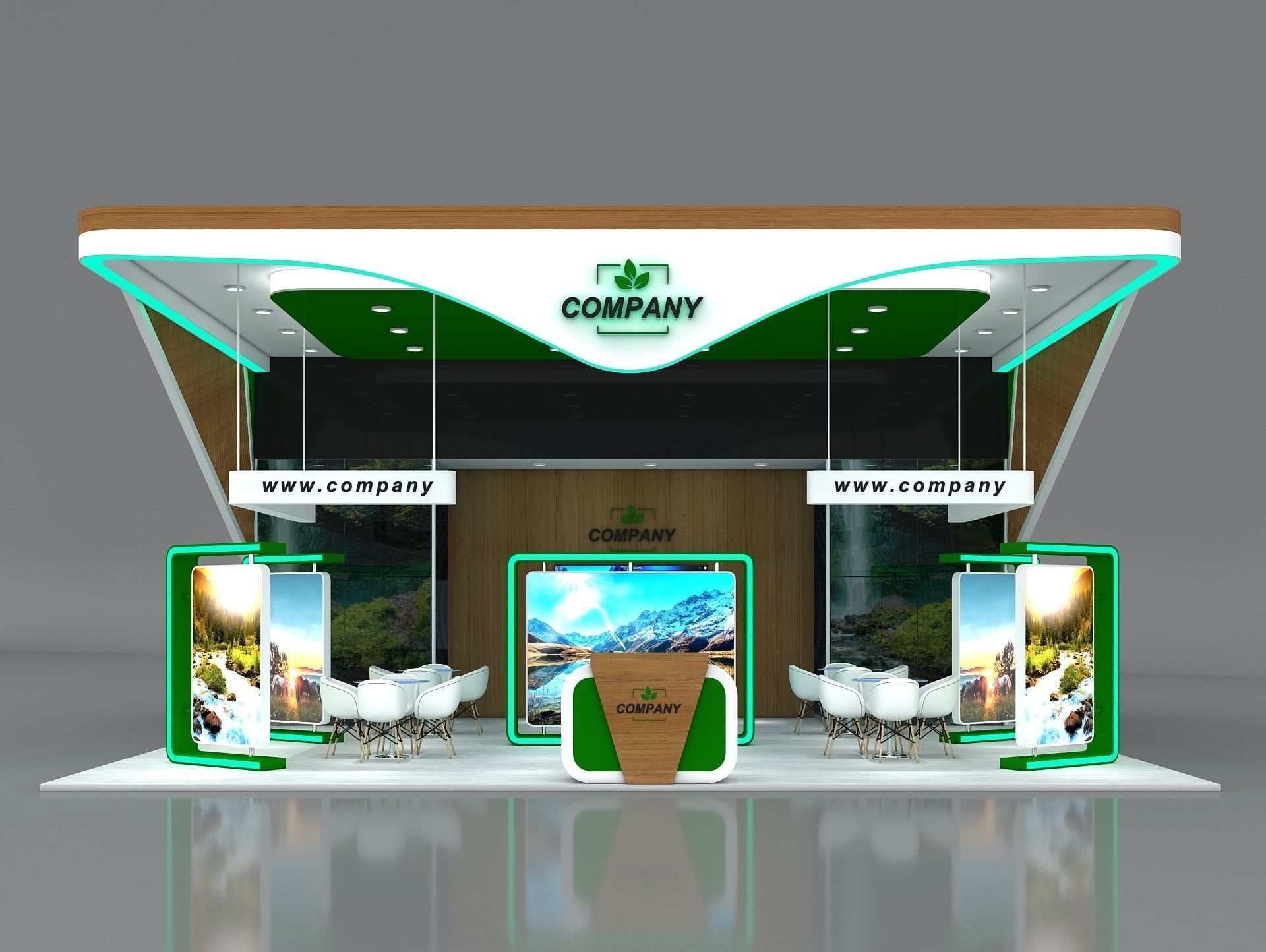 Booth Exhibition Stand Stall 10x10m Height 500 cm 3 Side Open 3D model_2
