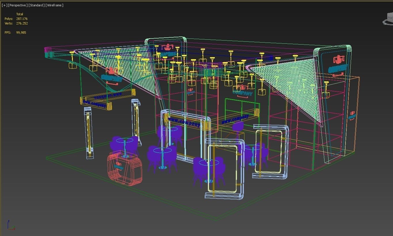 Booth Exhibition Stand Stall 10x10m Height 500 cm 3 Side Open 3D model_7