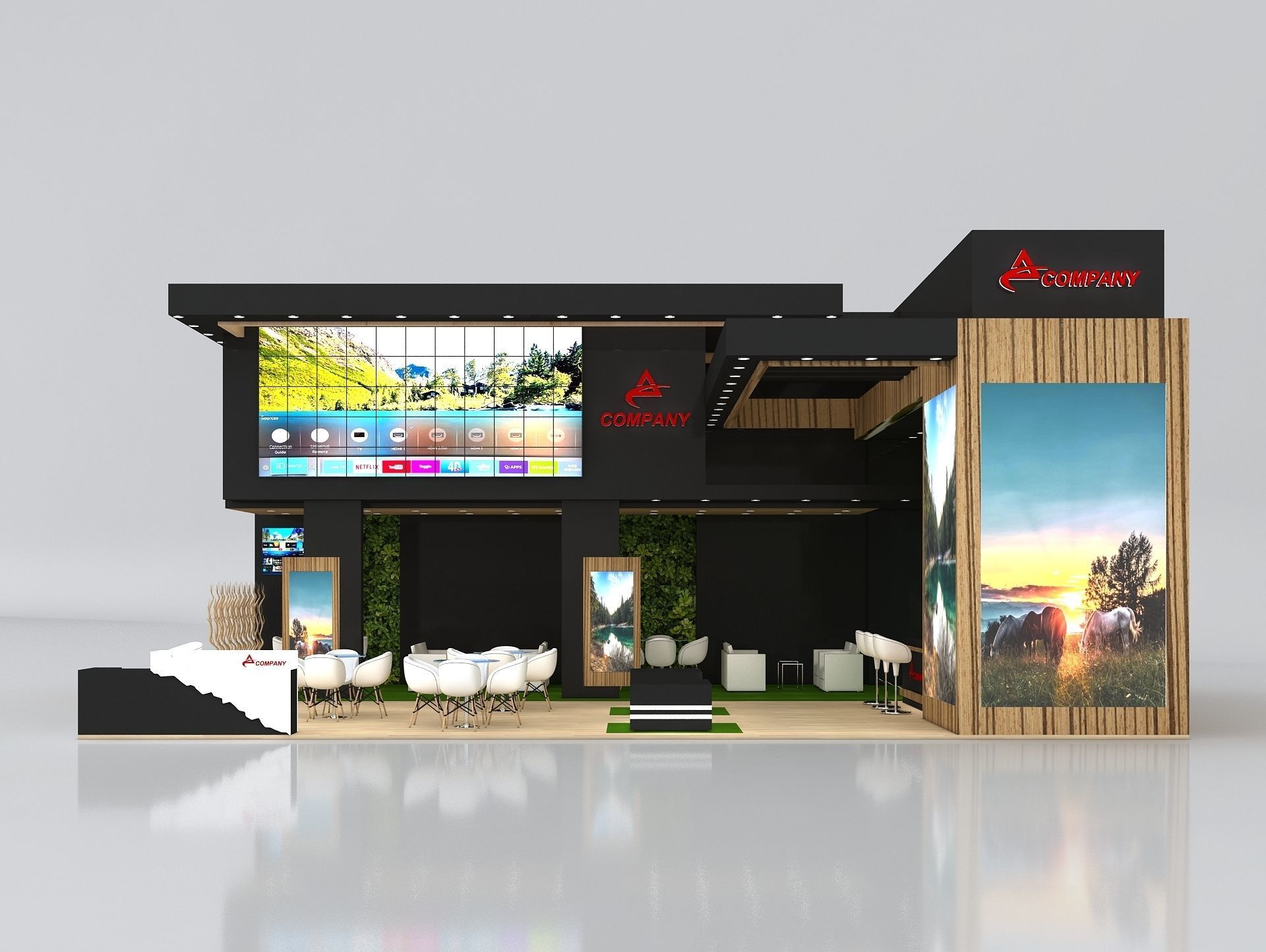 Exhibition Stand Booth Stall 12x8m Height 550cm 2 Side Open 3D model_1