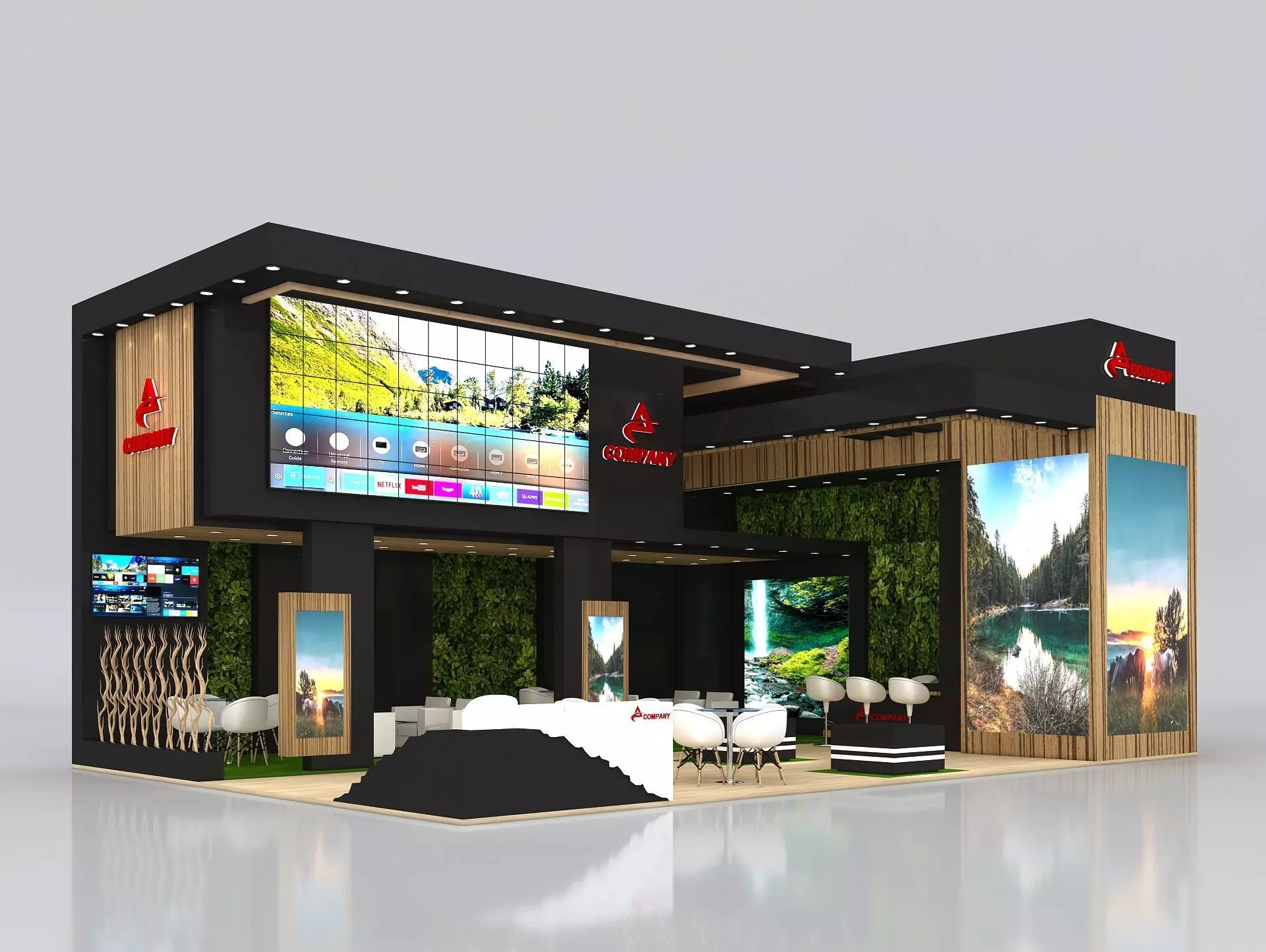 Exhibition Stand Booth Stall 12x8m Height 550cm 2 Side Open 3D model_0