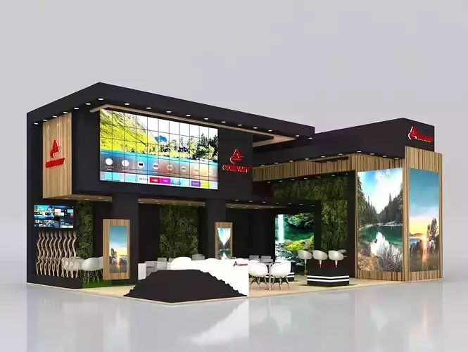 Exhibition Stand Booth Stall 12x8m Height 550cm 2 Side Open