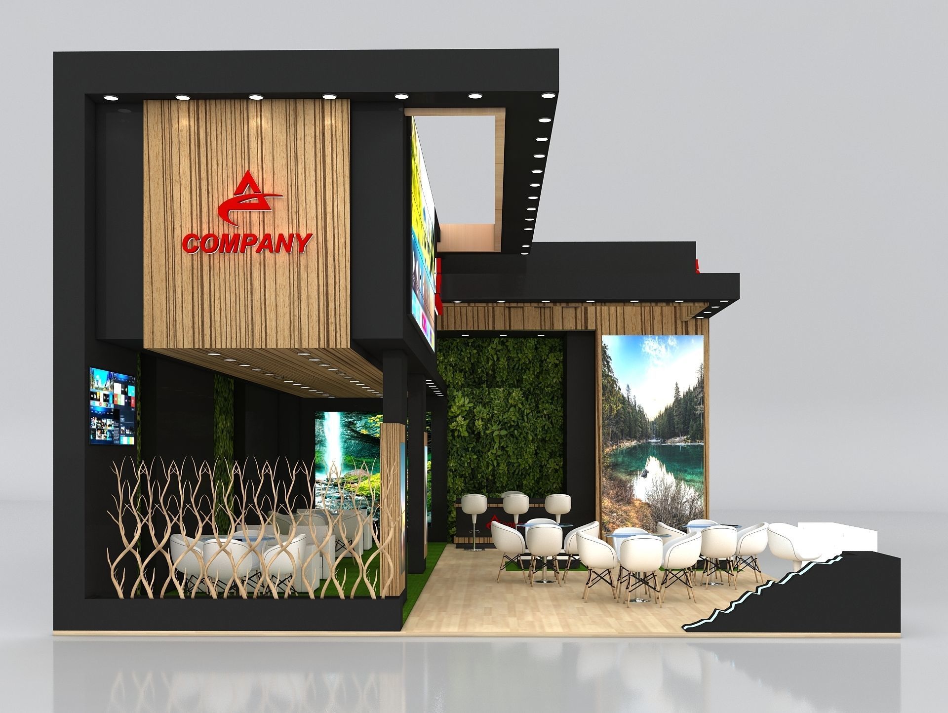 Exhibition Stand Booth Stall 12x8m Height 550cm 2 Side Open 3D model_2