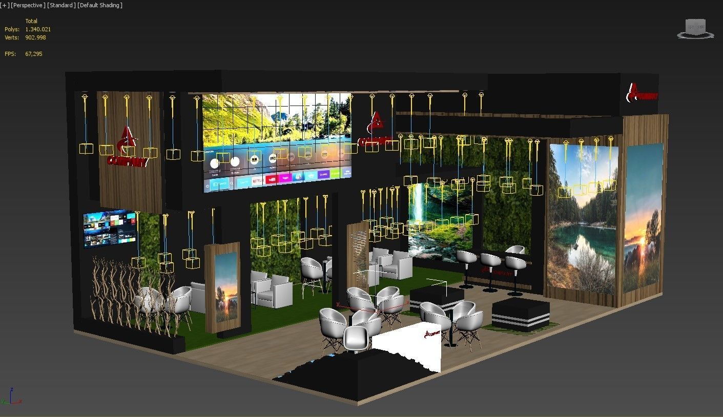 Exhibition Stand Booth Stall 12x8m Height 550cm 2 Side Open 3D model_5