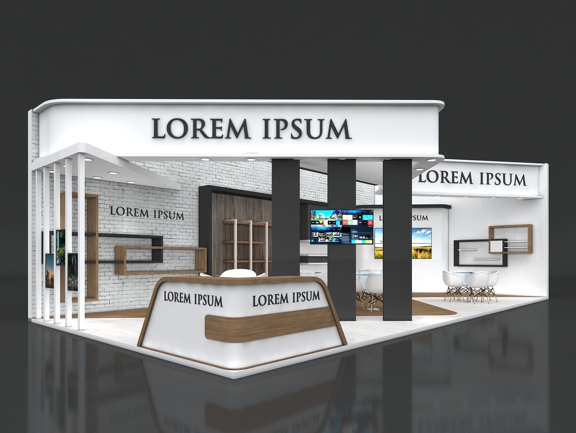 Exhibition Stand Booth Stall 12x6m Height 500cm 2 Side Open 3D model_3