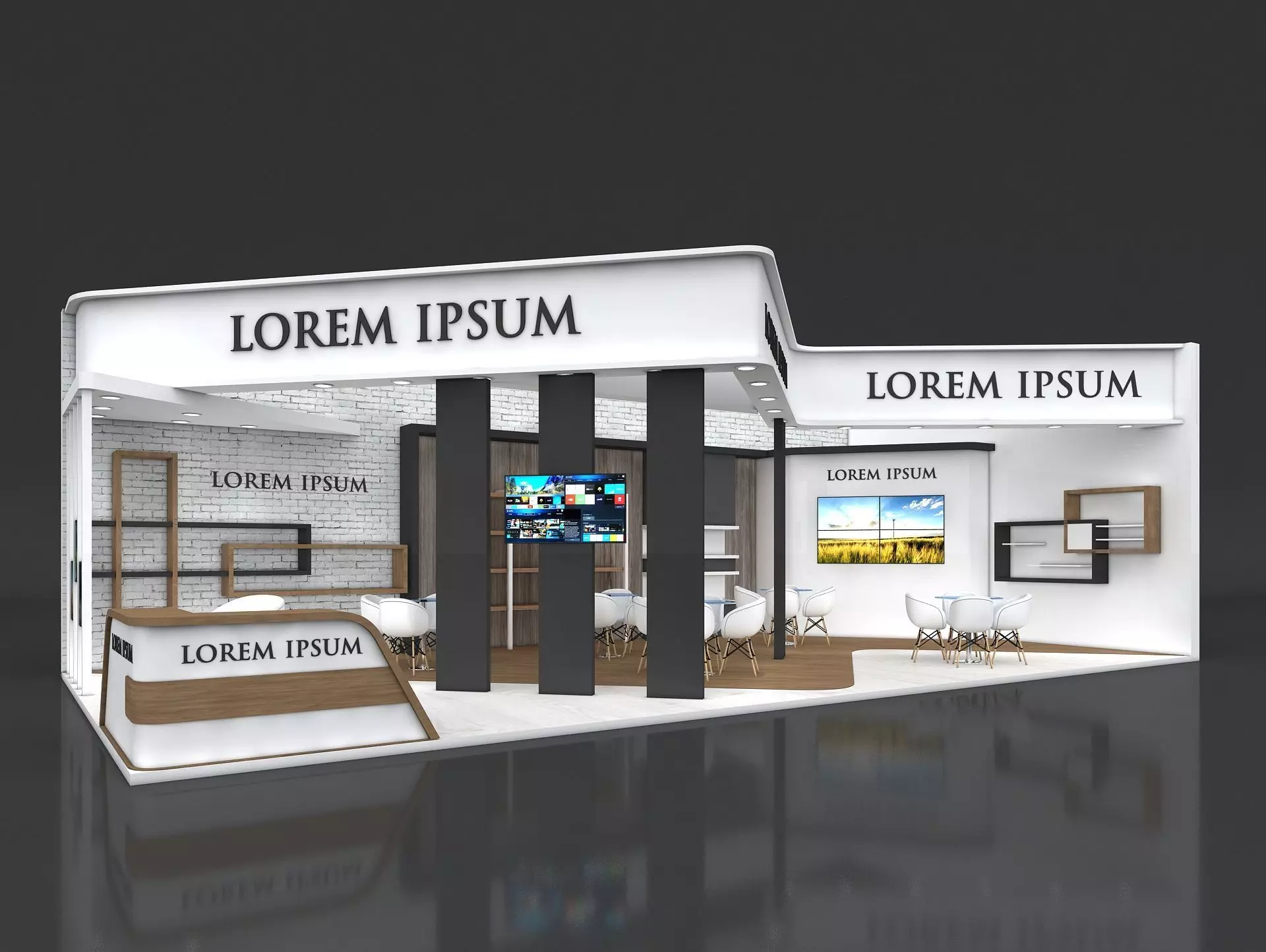 Exhibition Stand Booth Stall 12x6m Height 500cm 2 Side Open 3D model_0