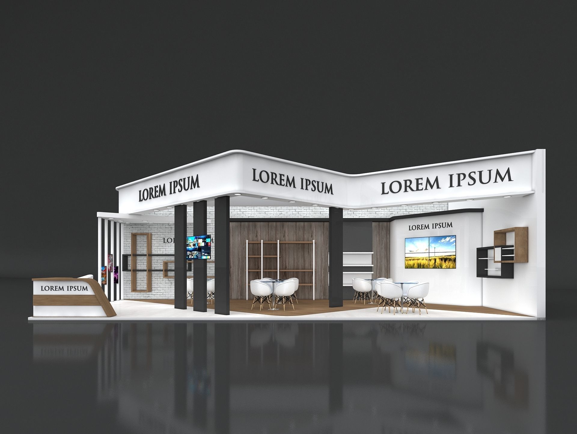 Exhibition Stand Booth Stall 12x6m Height 500cm 2 Side Open 3D model_1