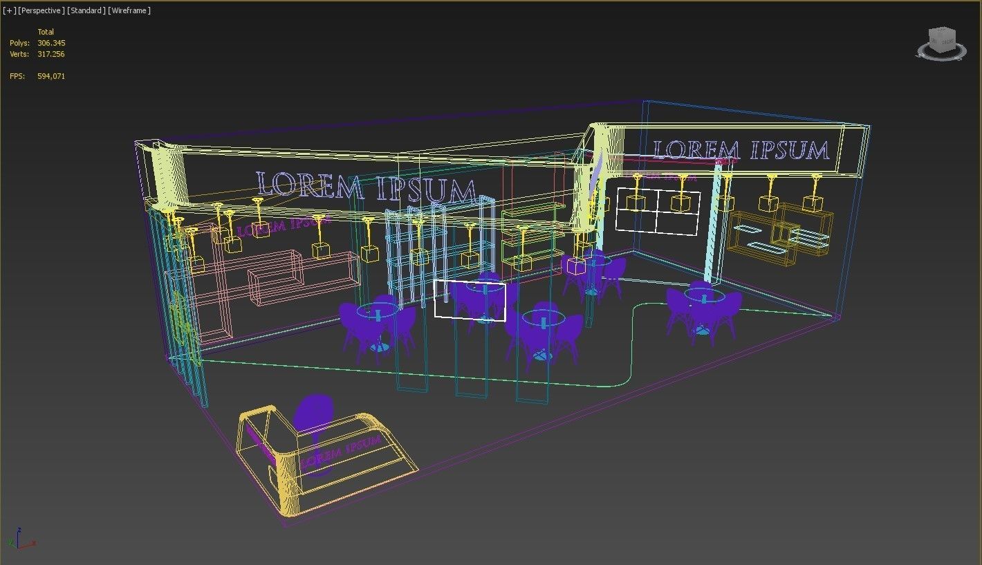 Exhibition Stand Booth Stall 12x6m Height 500cm 2 Side Open 3D model_8