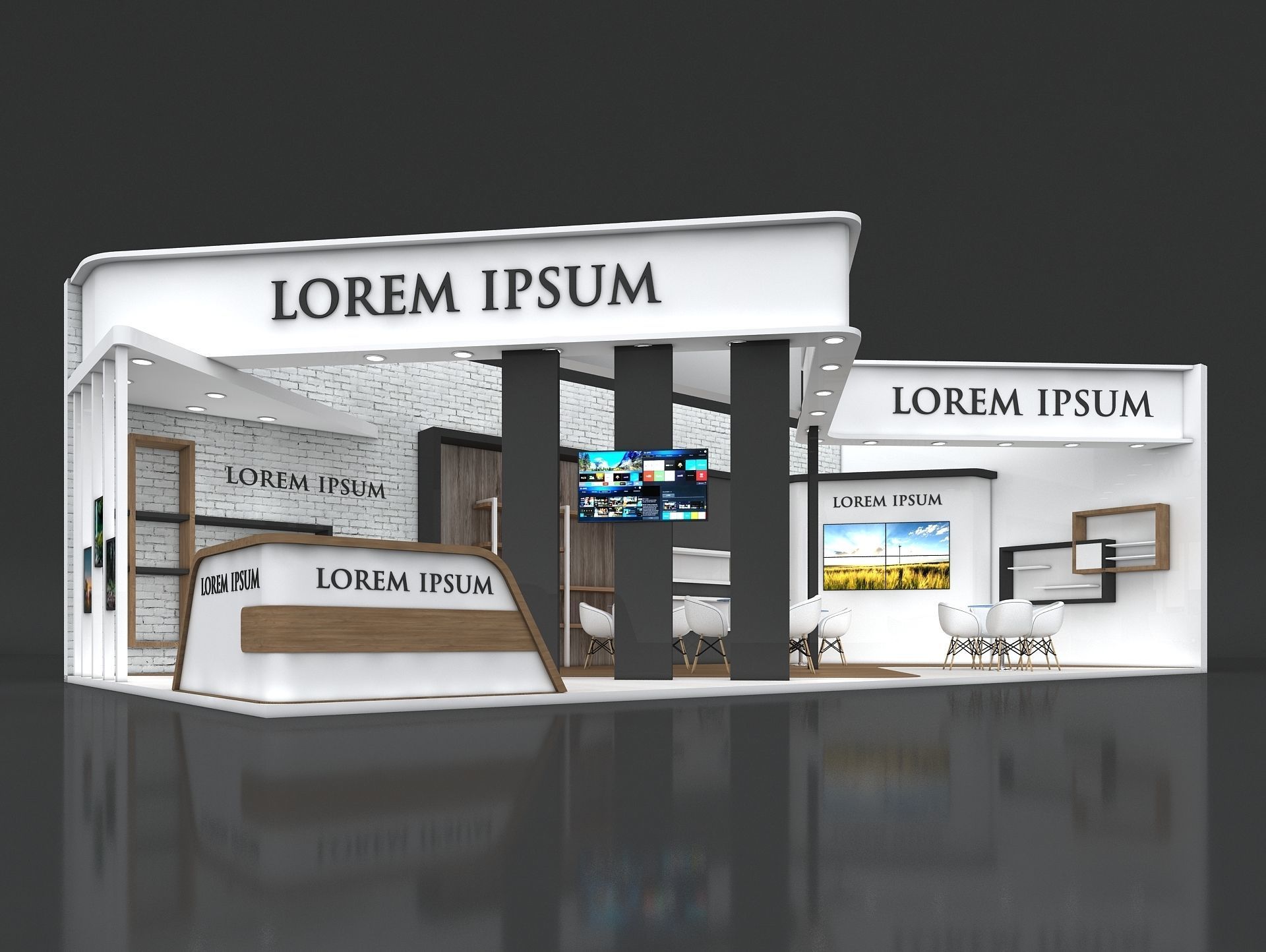 Exhibition Stand Booth Stall 12x6m Height 500cm 2 Side Open 3D model_6