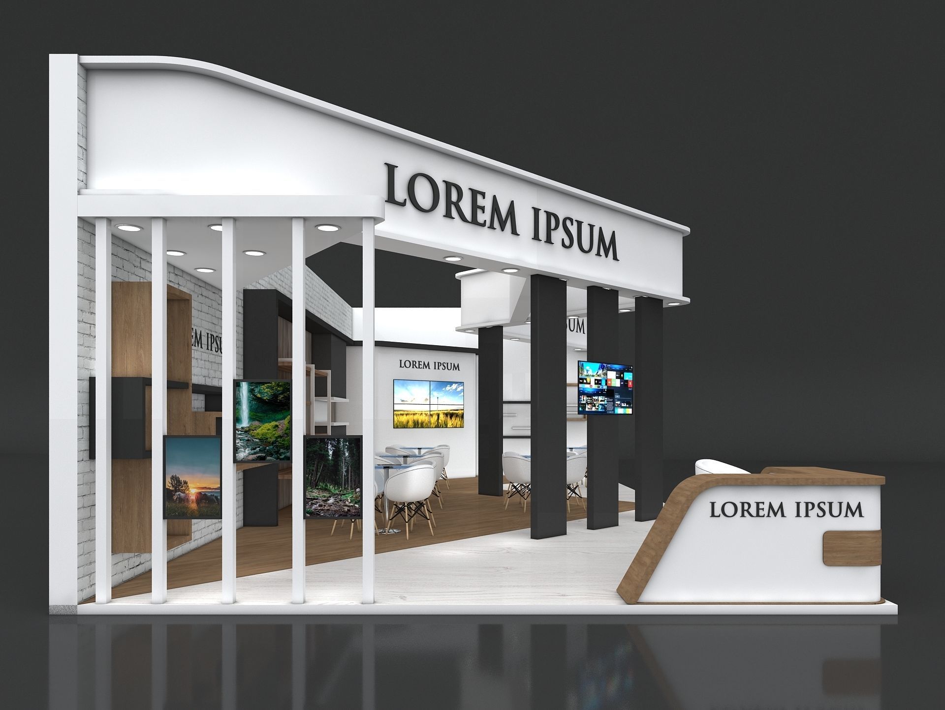 Exhibition Stand Booth Stall 12x6m Height 500cm 2 Side Open 3D model_2