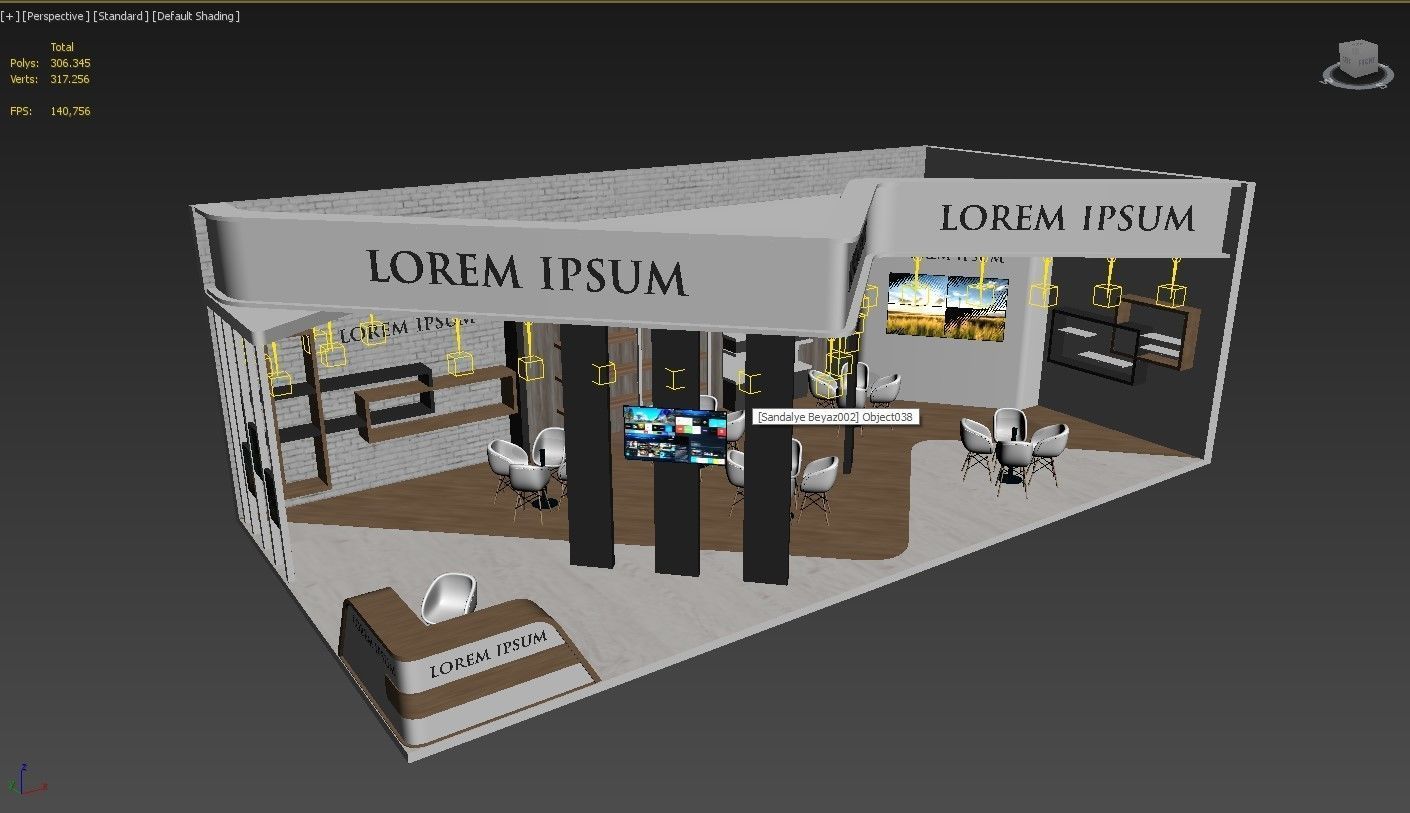 Exhibition Stand Booth Stall 12x6m Height 500cm 2 Side Open 3D model_7