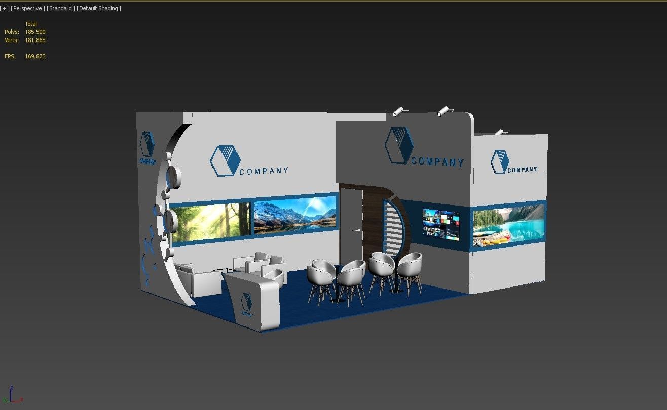Booth Exhibition Stand Stall 8x5m Height 400 cm 2 Side Open 3D model_5