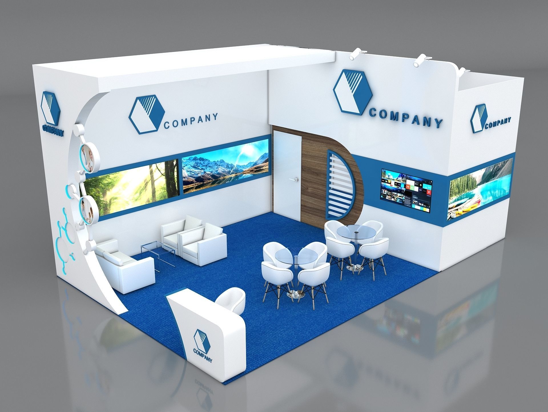 Booth Exhibition Stand Stall 8x5m Height 400 cm 2 Side Open 3D model_3