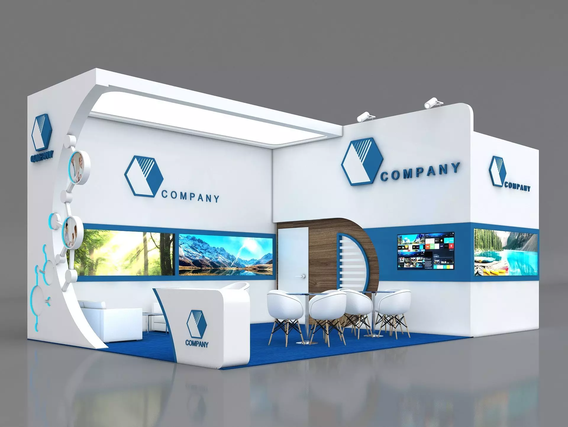 Booth Exhibition Stand Stall 8x5m Height 400 cm 2 Side Open 3D model_0