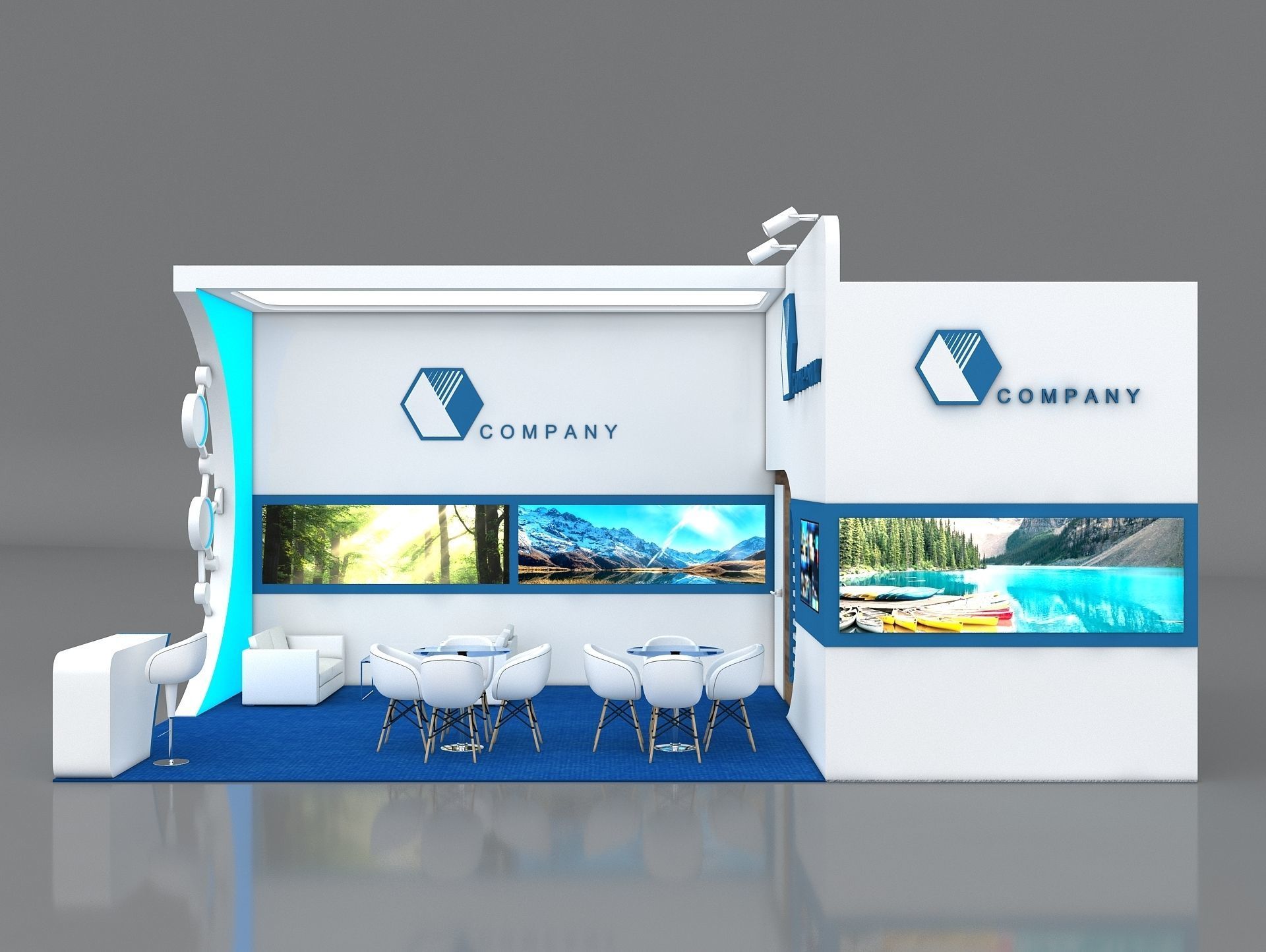 Booth Exhibition Stand Stall 8x5m Height 400 cm 2 Side Open 3D model_2