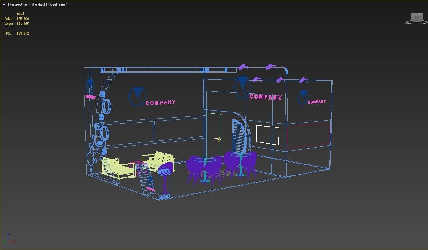 Booth Exhibition Stand Stall 8x5m Height 400 cm 2 Side Open 3D model_6