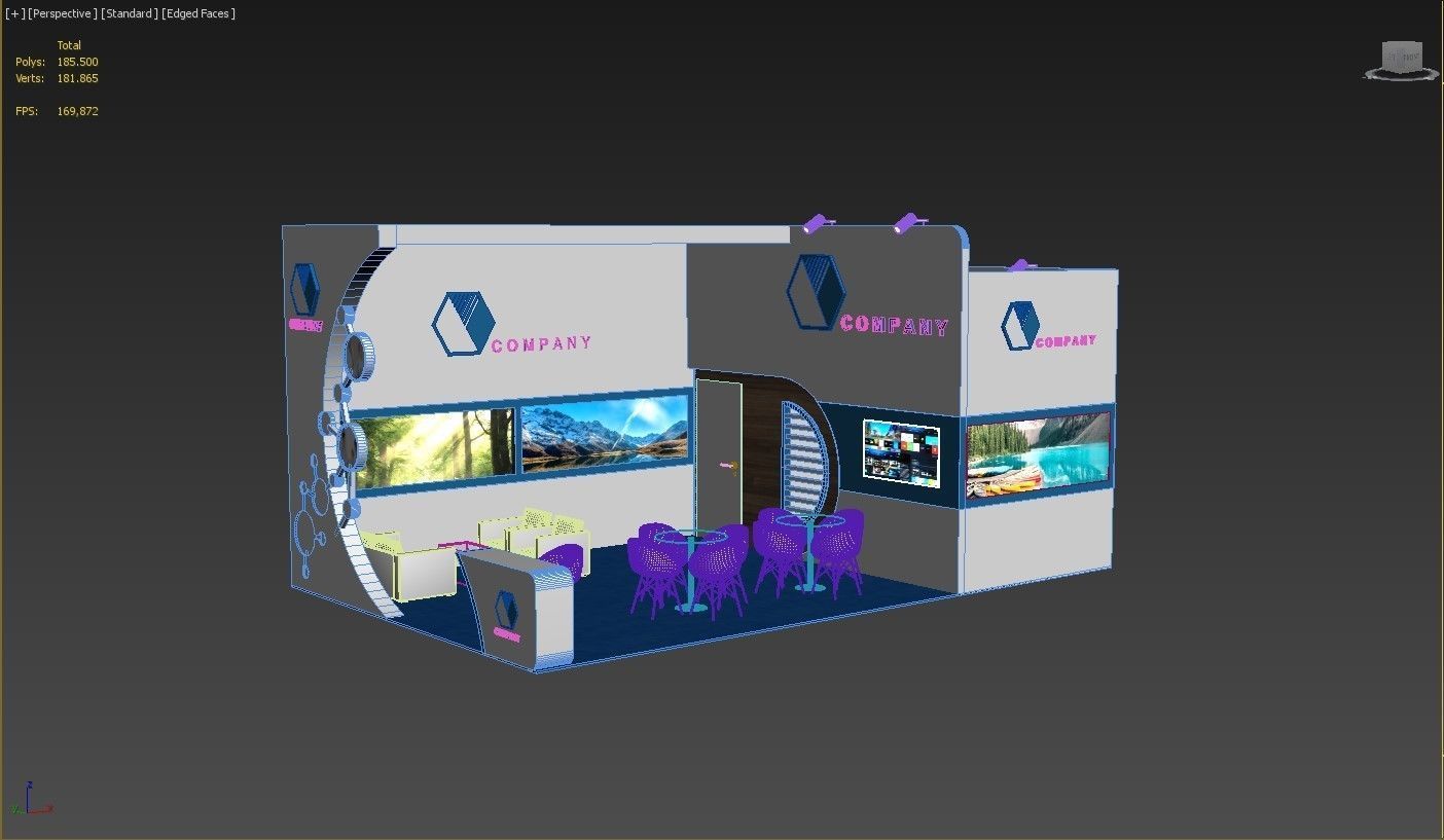 Booth Exhibition Stand Stall 8x5m Height 400 cm 2 Side Open 3D model_7