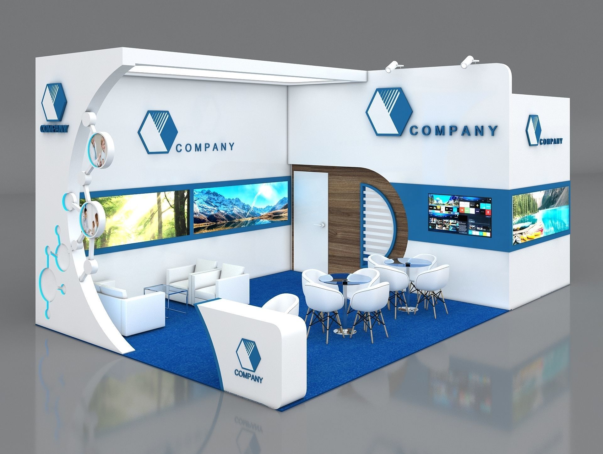 Booth Exhibition Stand Stall 8x5m Height 400 cm 2 Side Open 3D model_4
