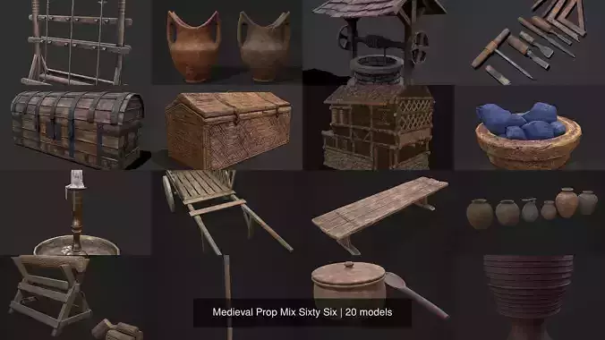 Medieval Prop Mix Sixty Six 3D Model Collection