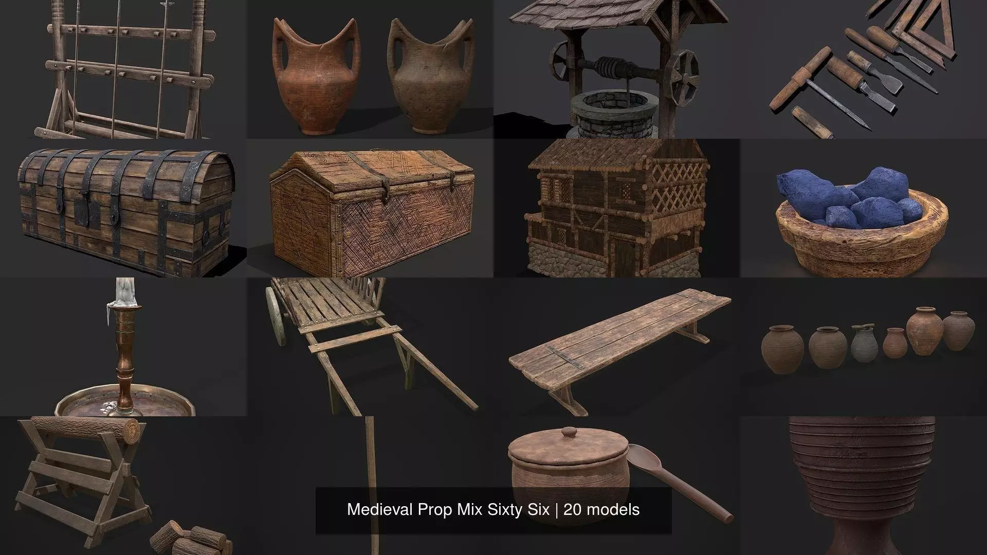 Medieval Prop Mix Sixty Six 3D Model Collection_0