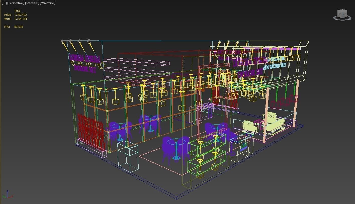 Exhibition Stand Booth Stall 11x7m Height 500cm 3 Side Open 3D model_8