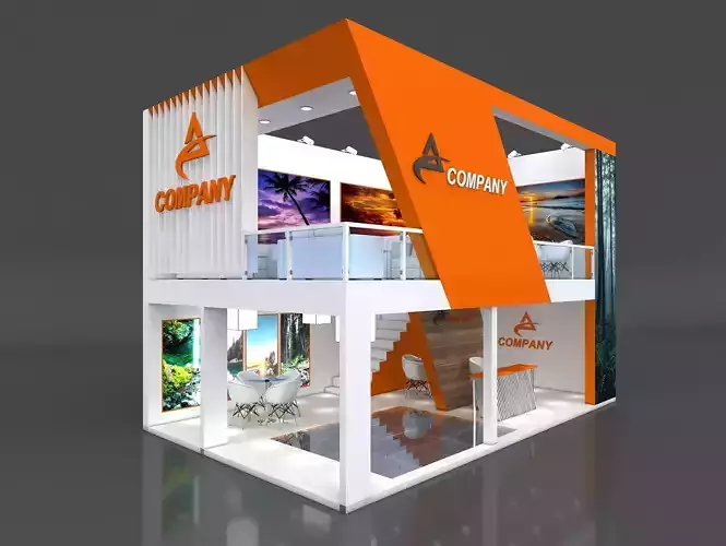 Exhibition Stand Booth Stall 8x5m Height 550cm 2 Side Open 3D model
