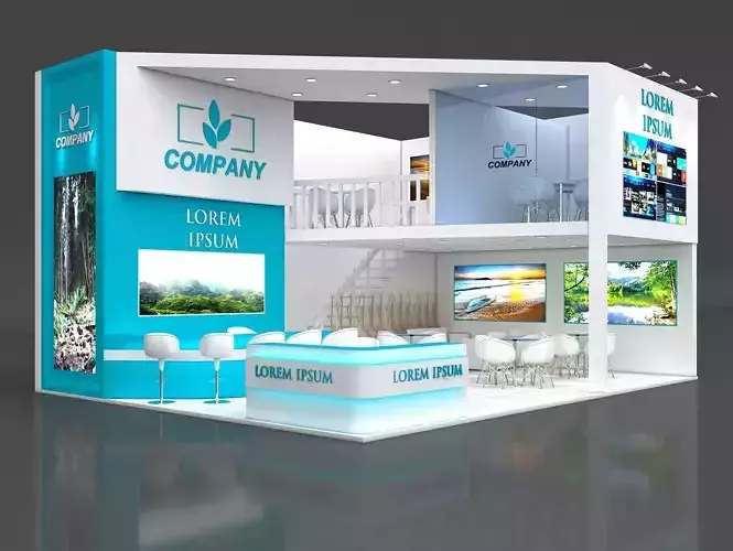 Exhibition Stand Booth Stall 9x7m Height 500cm 2 Side Open