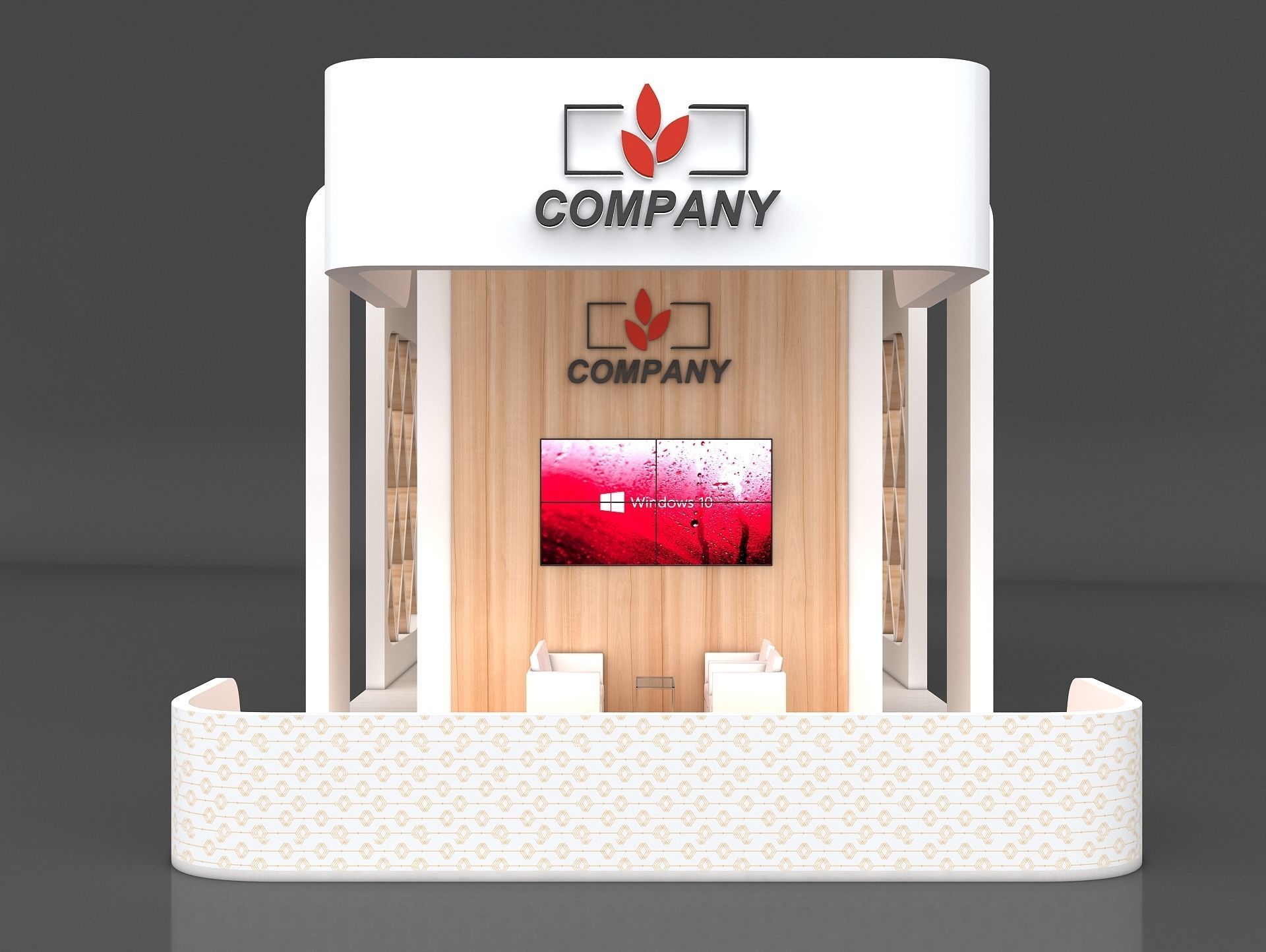 Exhibition Stand Booth Stall 12x5m Height 500cm 4 Side Open 3D model_2