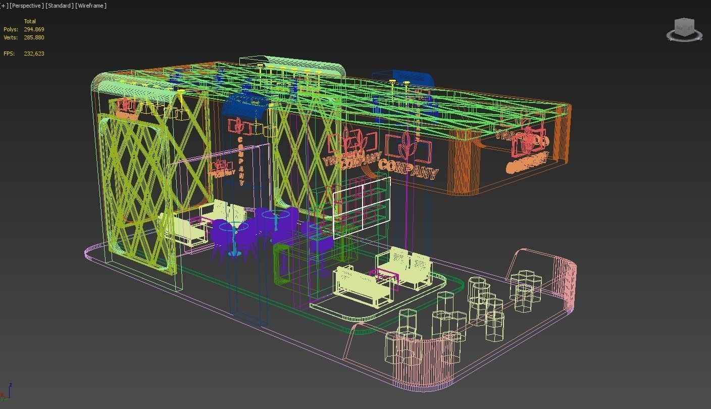 Exhibition Stand Booth Stall 12x5m Height 500cm 4 Side Open 3D model_9