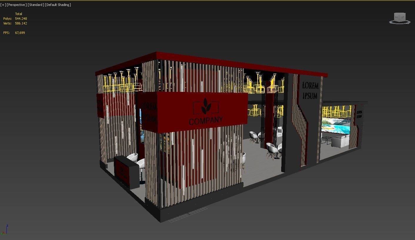 3D Exhibition Booth Stand Stall 16x7m Height 500 cm 3 Side Open 3D model_10