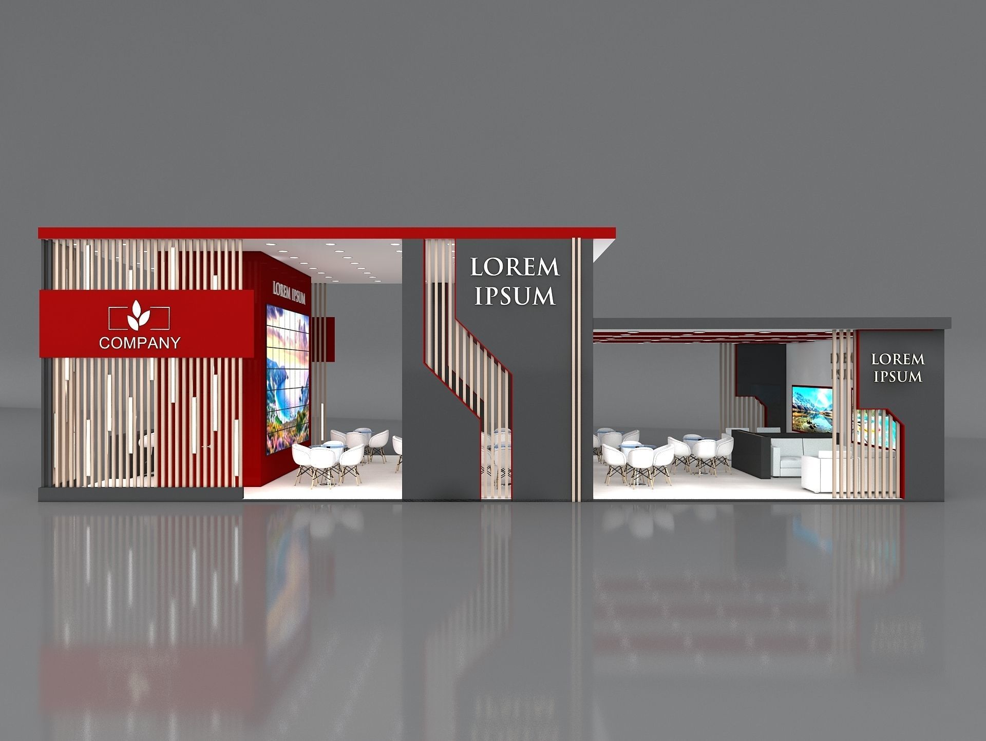 3D Exhibition Booth Stand Stall 16x7m Height 500 cm 3 Side Open 3D model_7