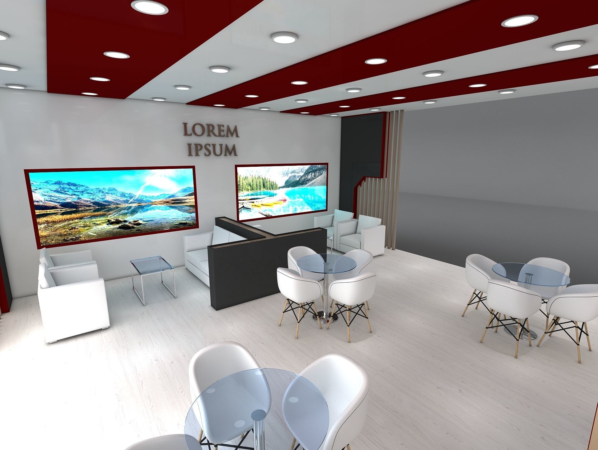 3D Exhibition Booth Stand Stall 16x7m Height 500 cm 3 Side Open 3D model_1