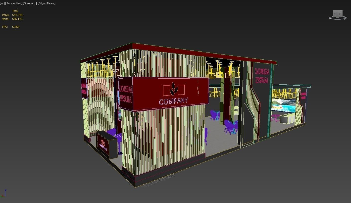 3D Exhibition Booth Stand Stall 16x7m Height 500 cm 3 Side Open 3D model_11