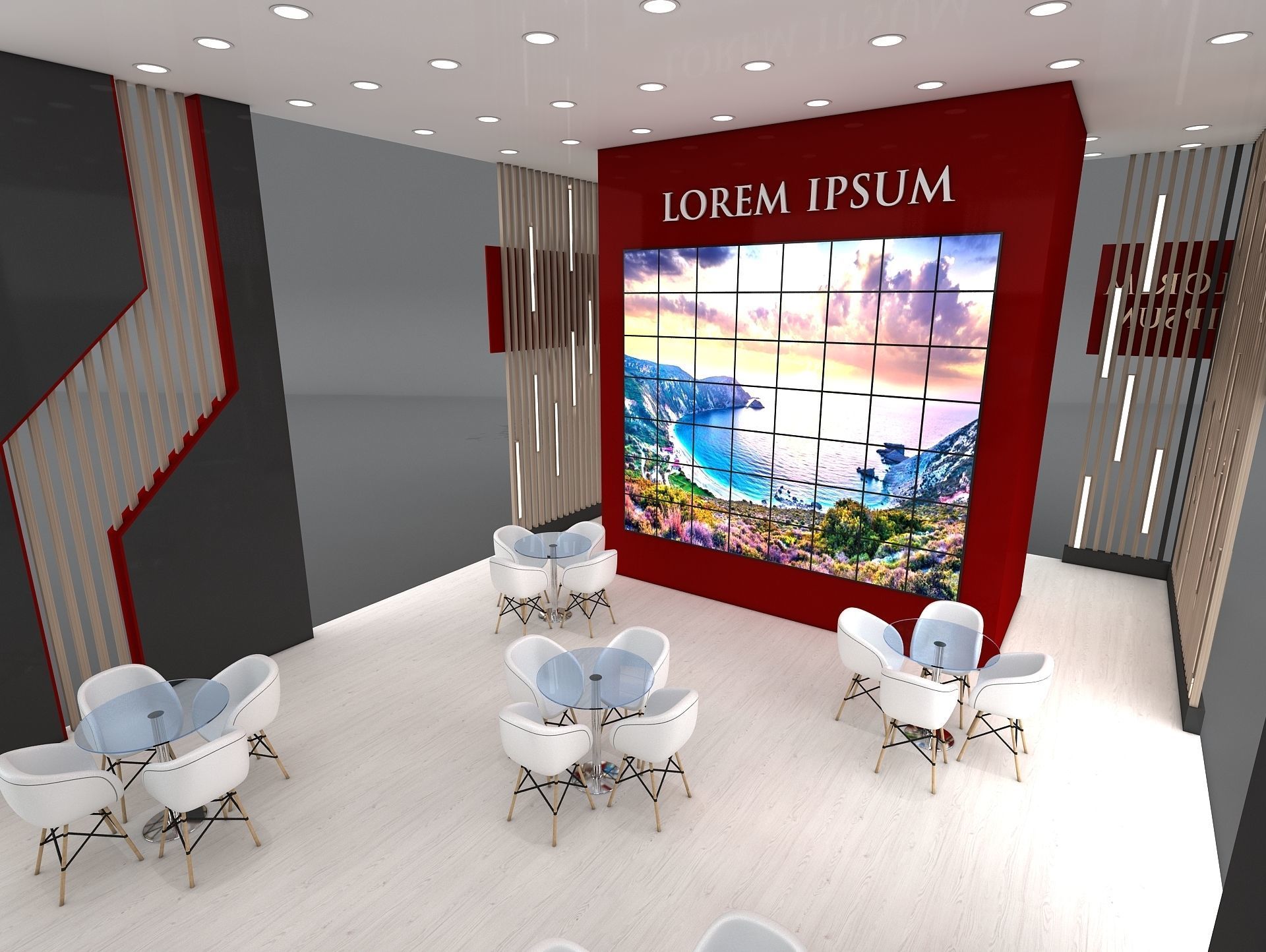3D Exhibition Booth Stand Stall 16x7m Height 500 cm 3 Side Open 3D model_9