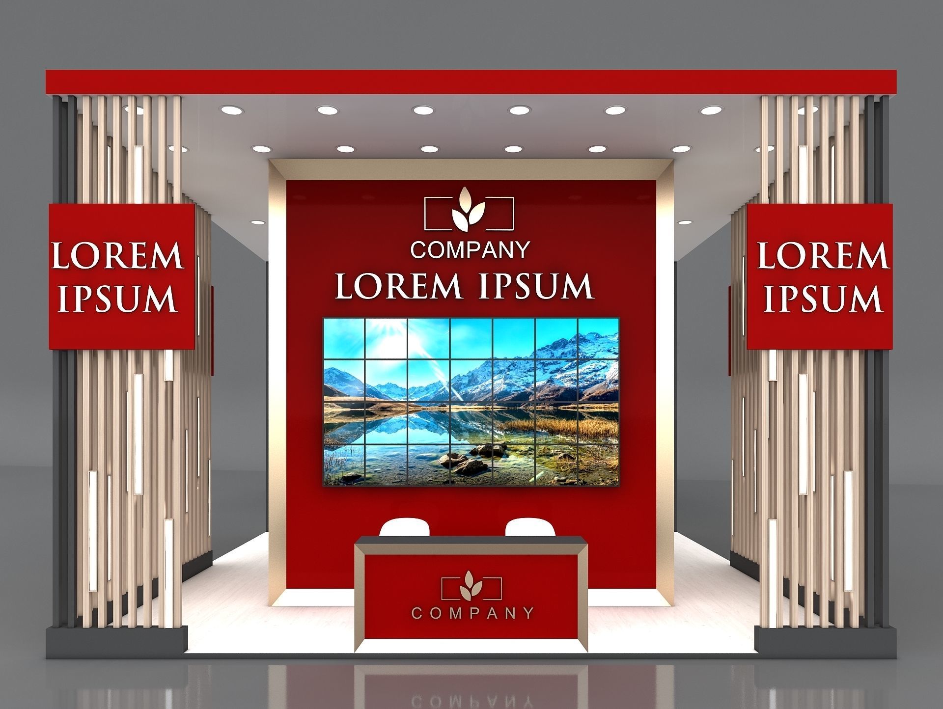 3D Exhibition Booth Stand Stall 16x7m Height 500 cm 3 Side Open 3D model_3