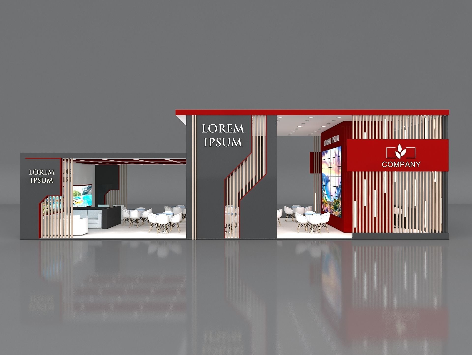 3D Exhibition Booth Stand Stall 16x7m Height 500 cm 3 Side Open 3D model_6