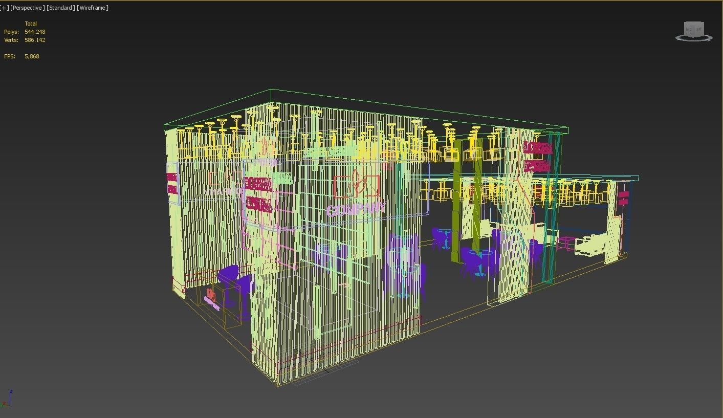 3D Exhibition Booth Stand Stall 16x7m Height 500 cm 3 Side Open 3D model_12