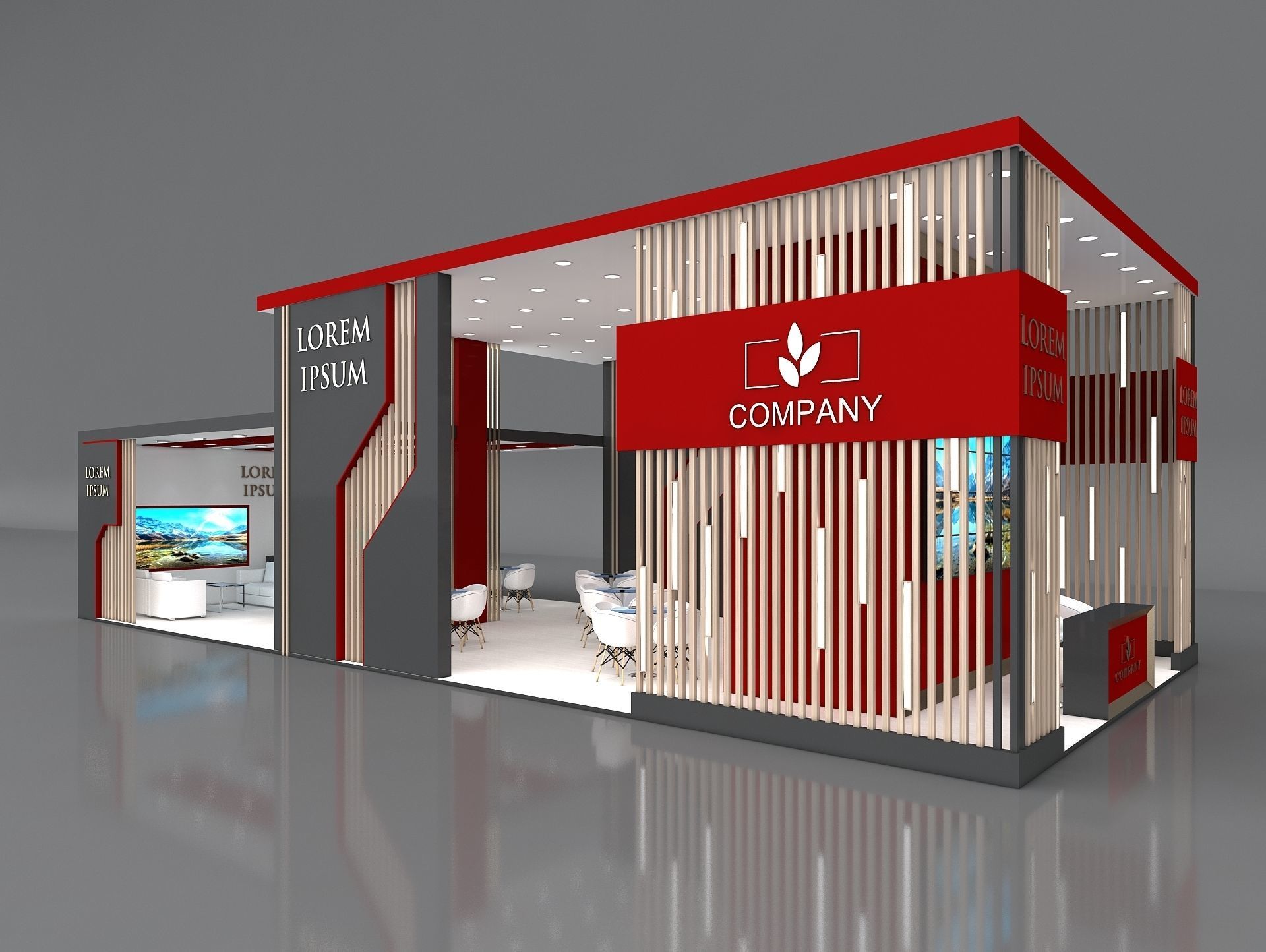 3D Exhibition Booth Stand Stall 16x7m Height 500 cm 3 Side Open 3D model_5