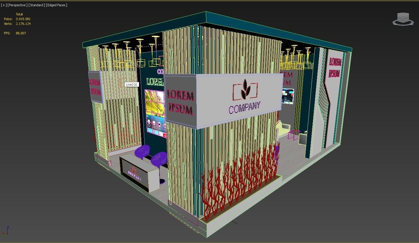 Exhibition Booth Stand Stall 10x7m Height 500 cm 3 Side Open 3D model_11
