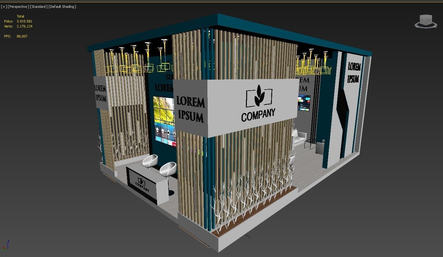 Exhibition Booth Stand Stall 10x7m Height 500 cm 3 Side Open 3D model_10