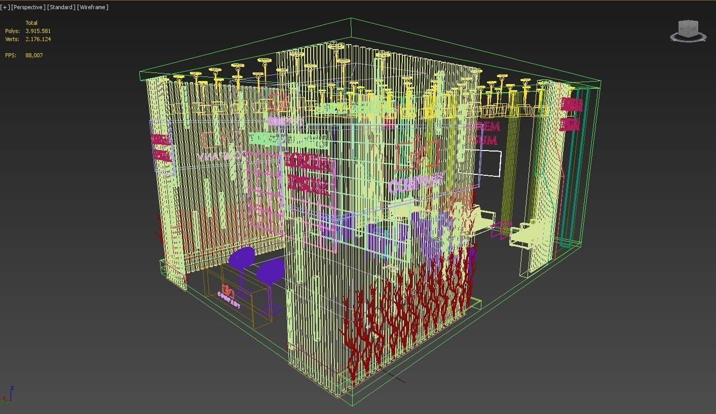 Exhibition Booth Stand Stall 10x7m Height 500 cm 3 Side Open 3D model_9