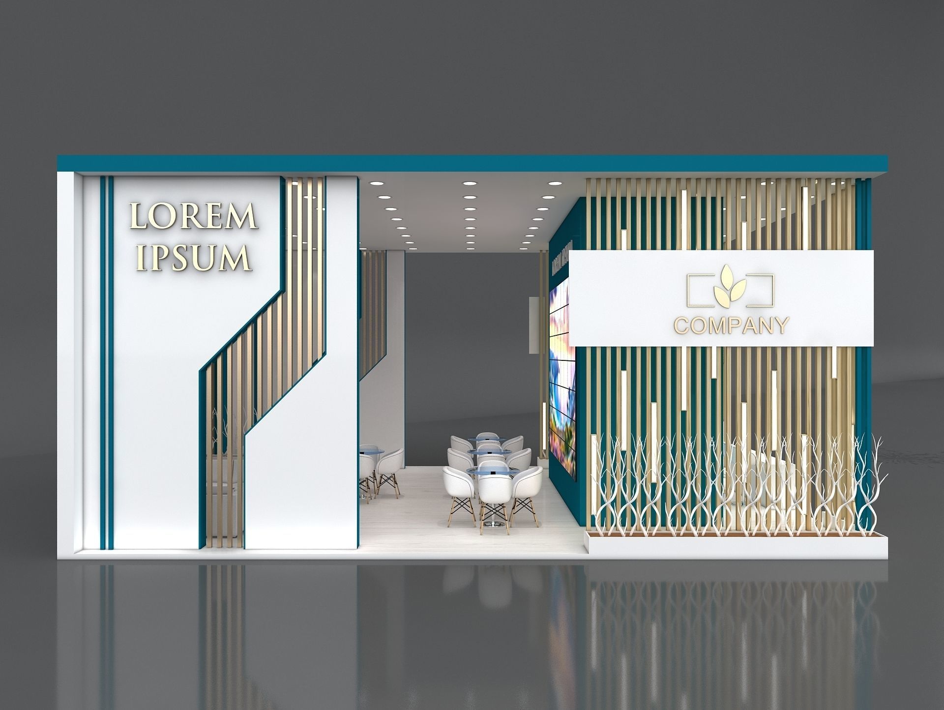 Exhibition Booth Stand Stall 10x7m Height 500 cm 3 Side Open 3D model_5