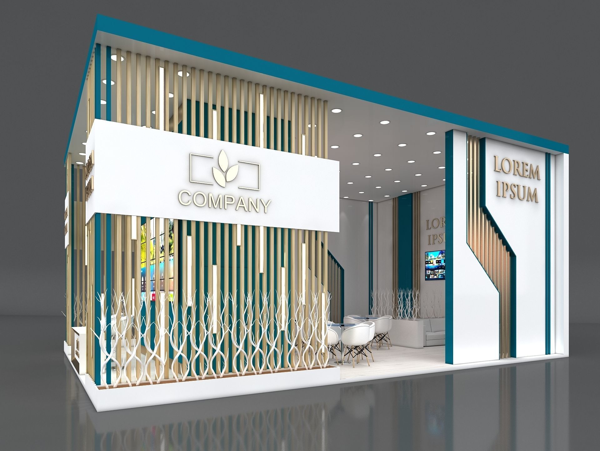 Exhibition Booth Stand Stall 10x7m Height 500 cm 3 Side Open 3D model_3